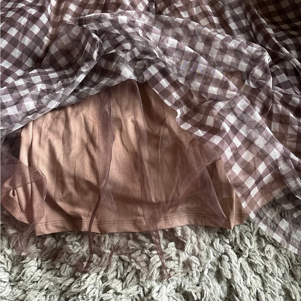 VICI Collection Adult Table Mesh Gingham Maxi Skirt - Picture 5 of 7